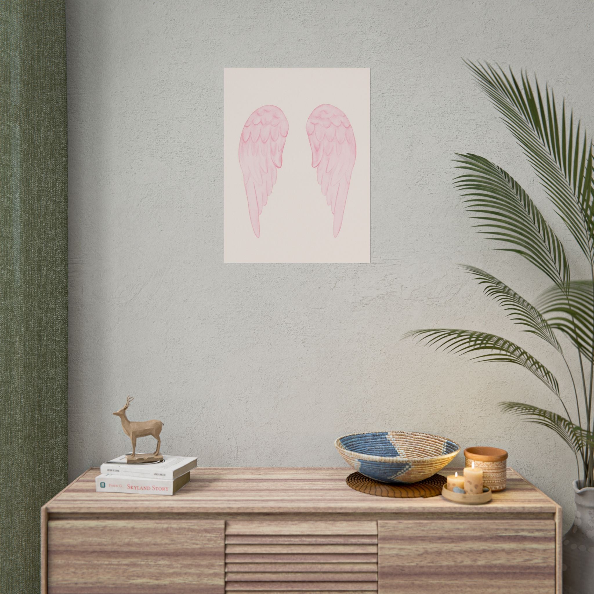 Pink Angel Wings Poster — Watercolor Nursery Wall Art ( 18 x 24 in )