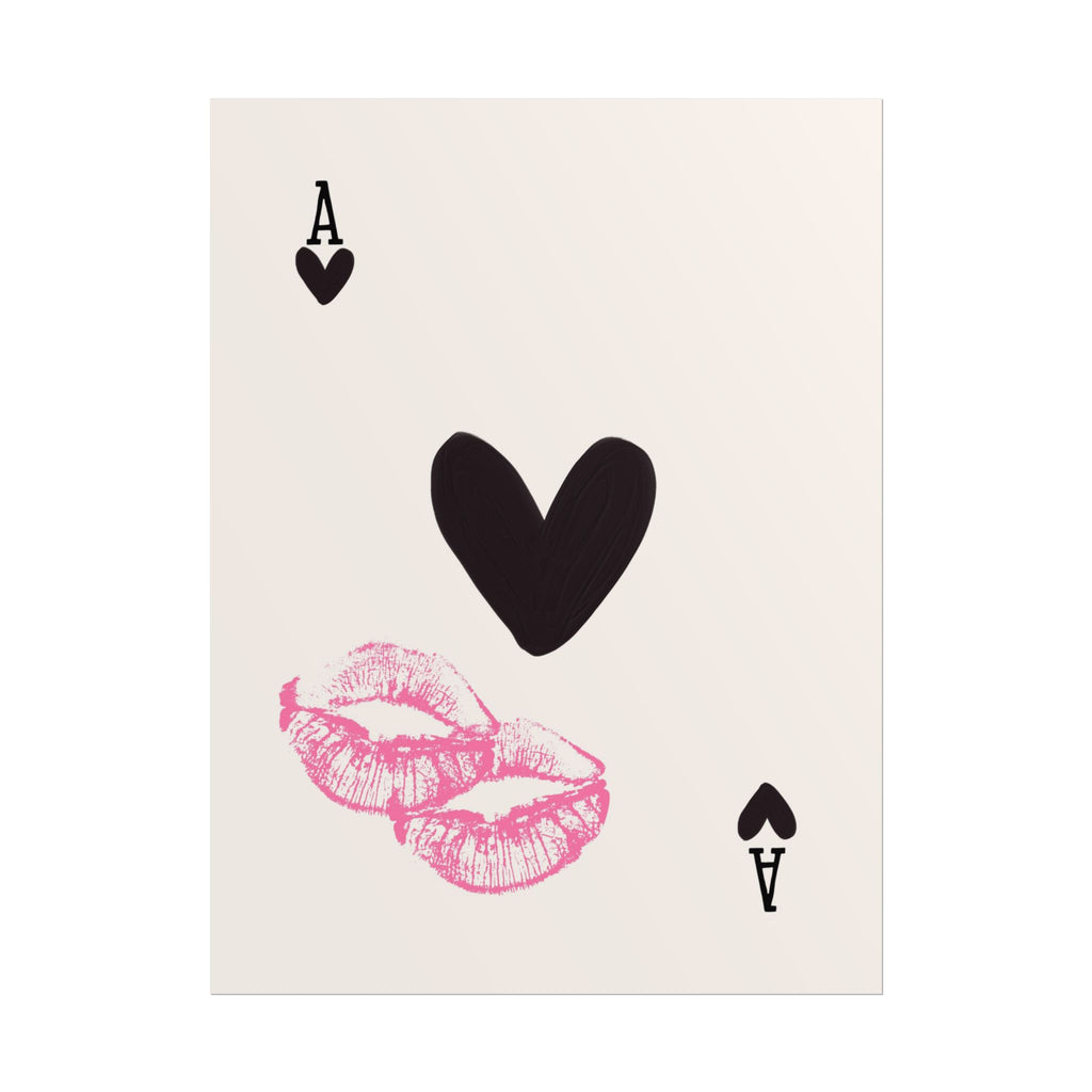 Ace of Hearts Kiss Poster — Rolled Art Print for Romantic Bedroom or Valentine’s Decor ( 18 x 24 in )
