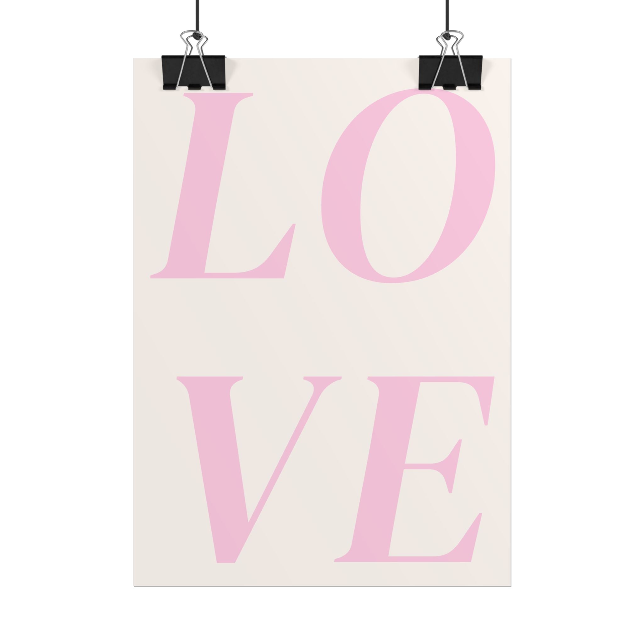 LOVE Pink Typography Poster — Minimal Romantic Wall Art Print