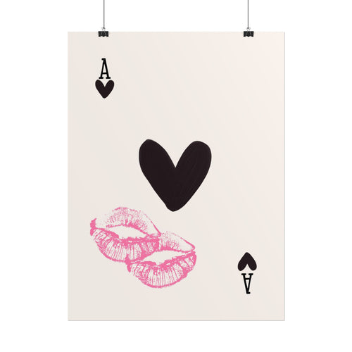 Ace of Hearts Kiss Poster — Rolled Art Print for Romantic Bedroom or Valentine’s Decor ( 18 x 24 in )