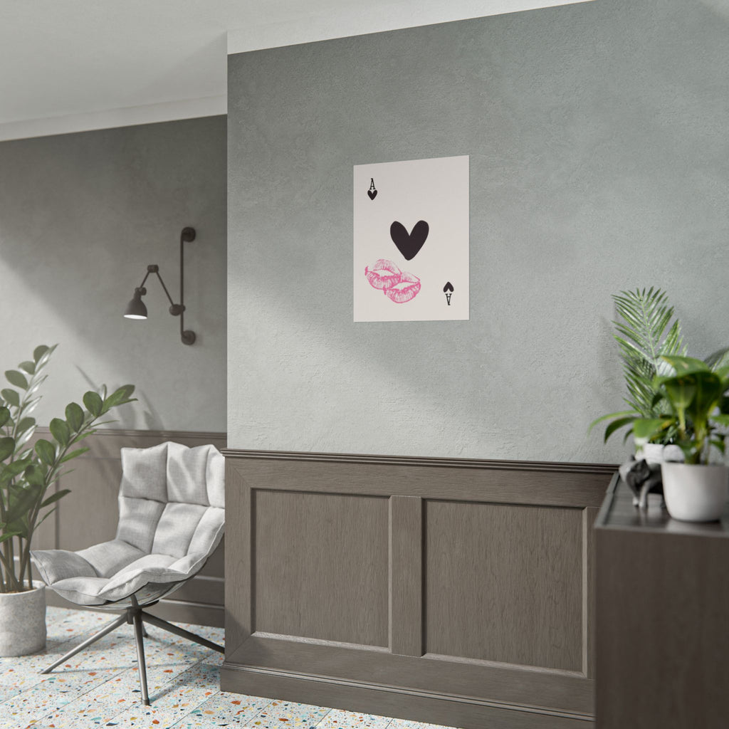 Ace of Hearts Kiss Poster — Rolled Art Print for Romantic Bedroom or Valentine’s Decor ( 18 x 24 in )