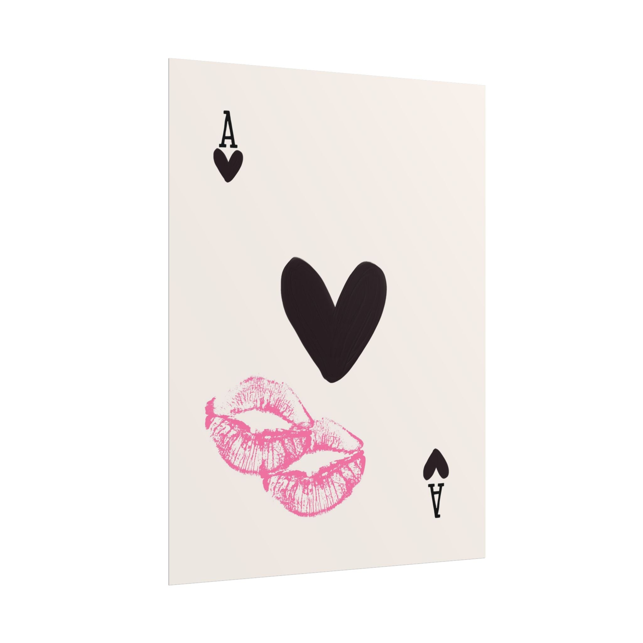 Ace of Hearts Kiss Poster — Rolled Art Print for Romantic Bedroom or Valentine’s Decor ( 18 x 24 in )