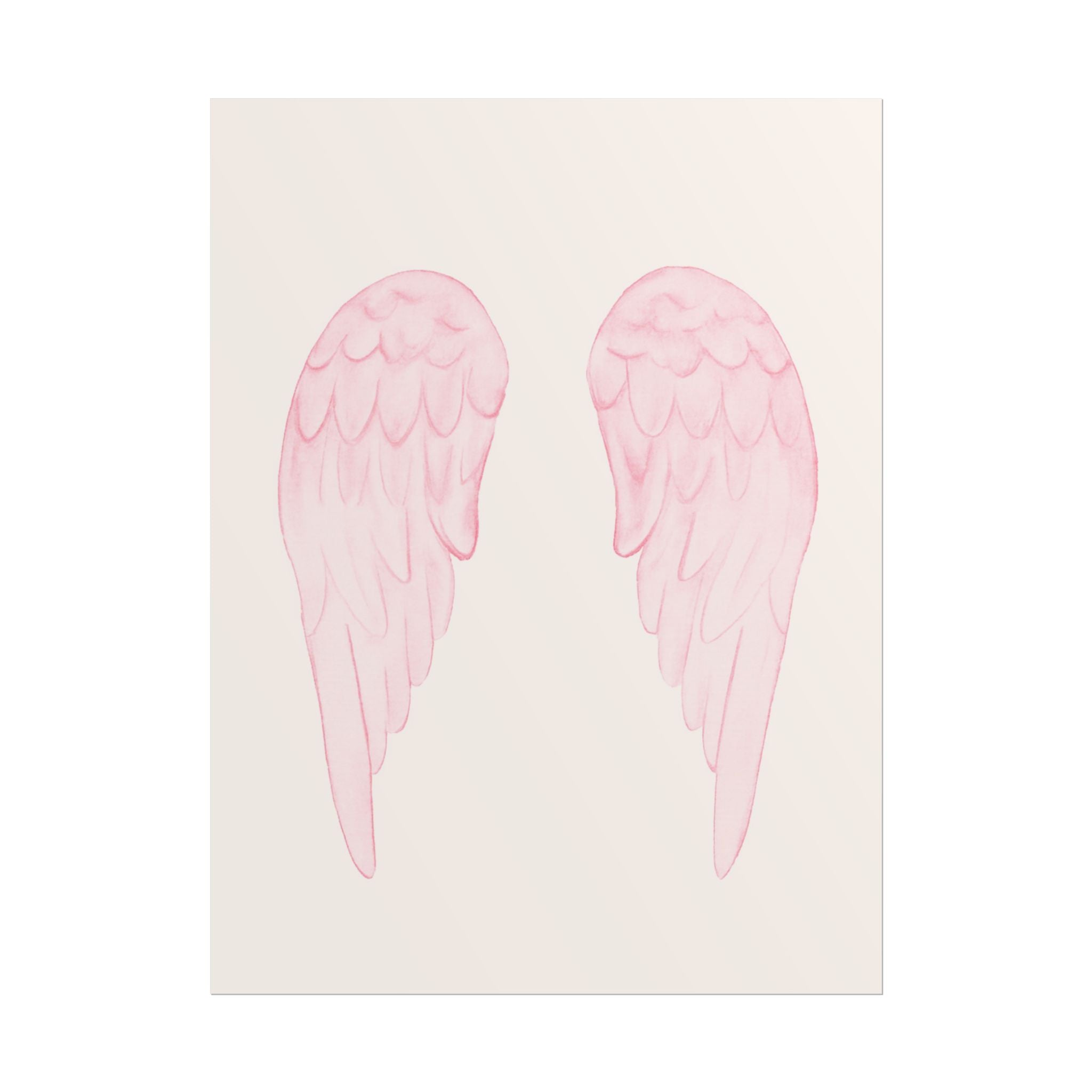 Pink Angel Wings Poster — Watercolor Nursery Wall Art ( 18 x 24 in )