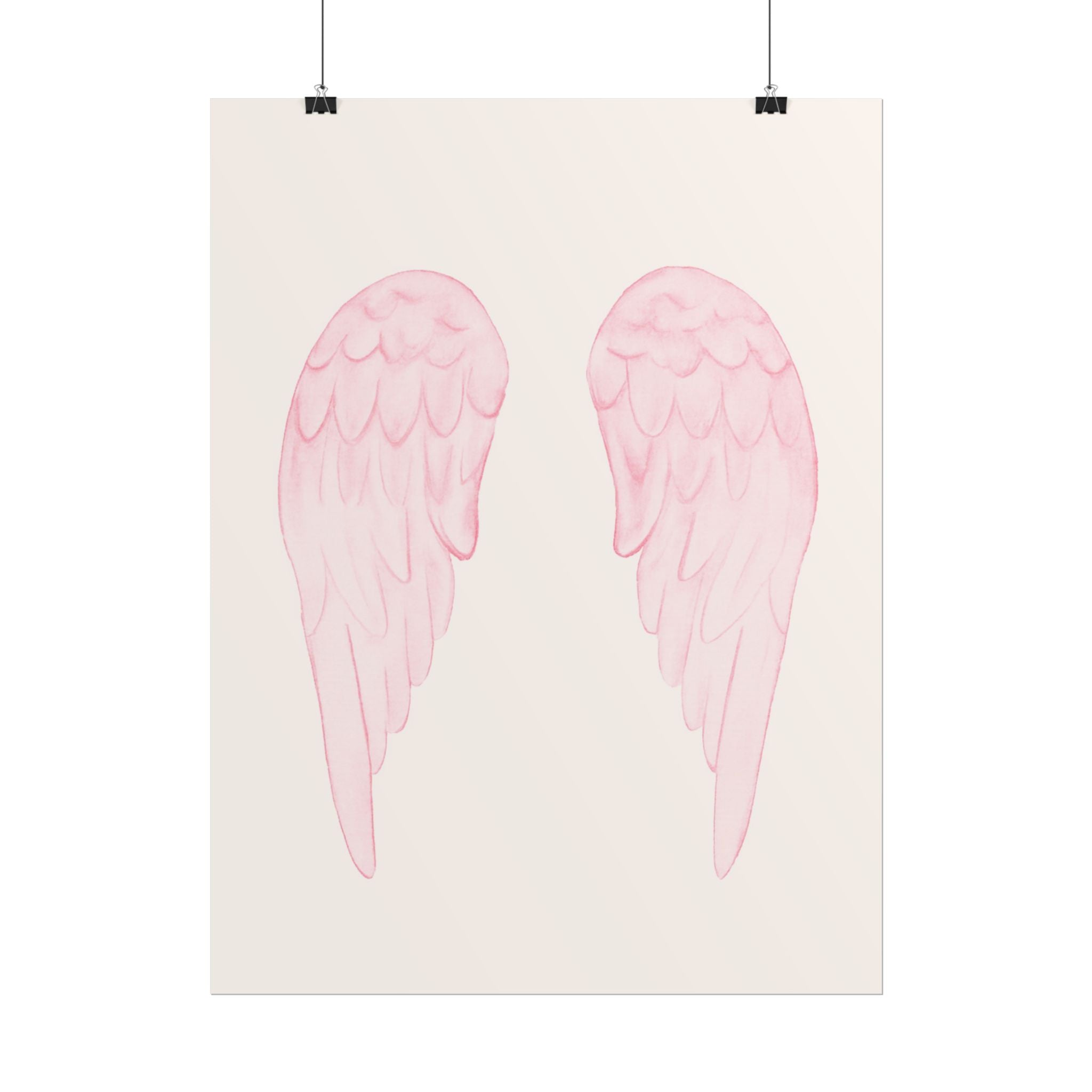 Pink Angel Wings Poster — Watercolor Nursery Wall Art ( 18 x 24 in )