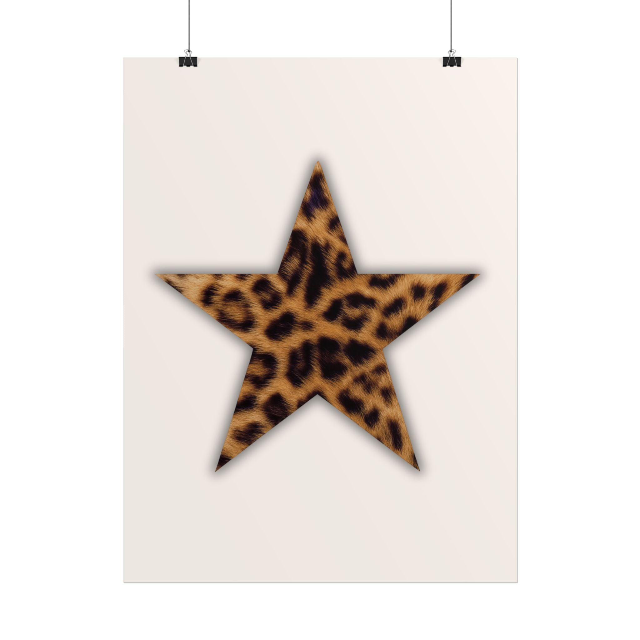 Leopard Star Rolled Poster — Neutral Animal Print Wall Art ( 18 x 24 in )