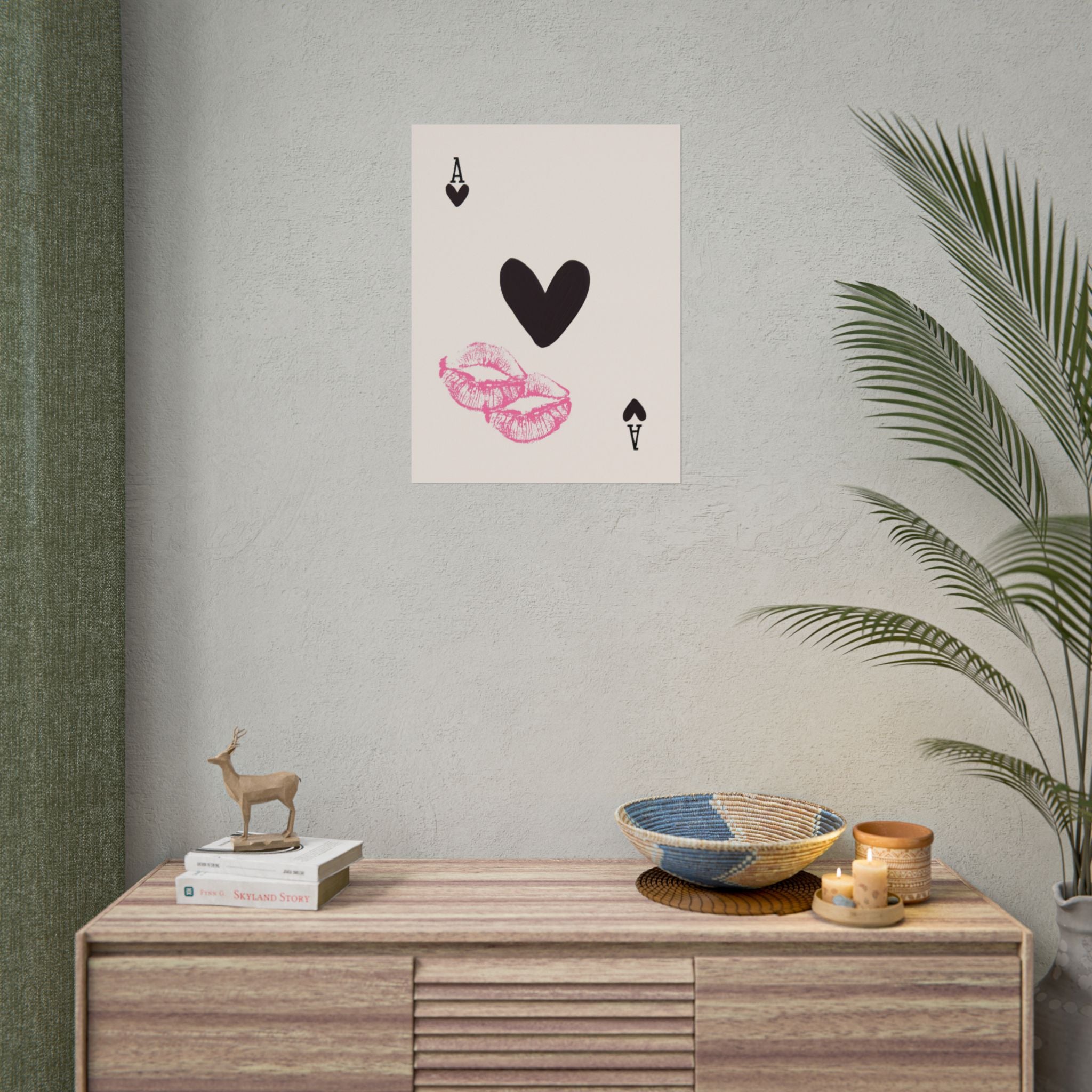 Ace of Hearts Kiss Poster — Rolled Art Print for Romantic Bedroom or Valentine’s Decor ( 18 x 24 in )