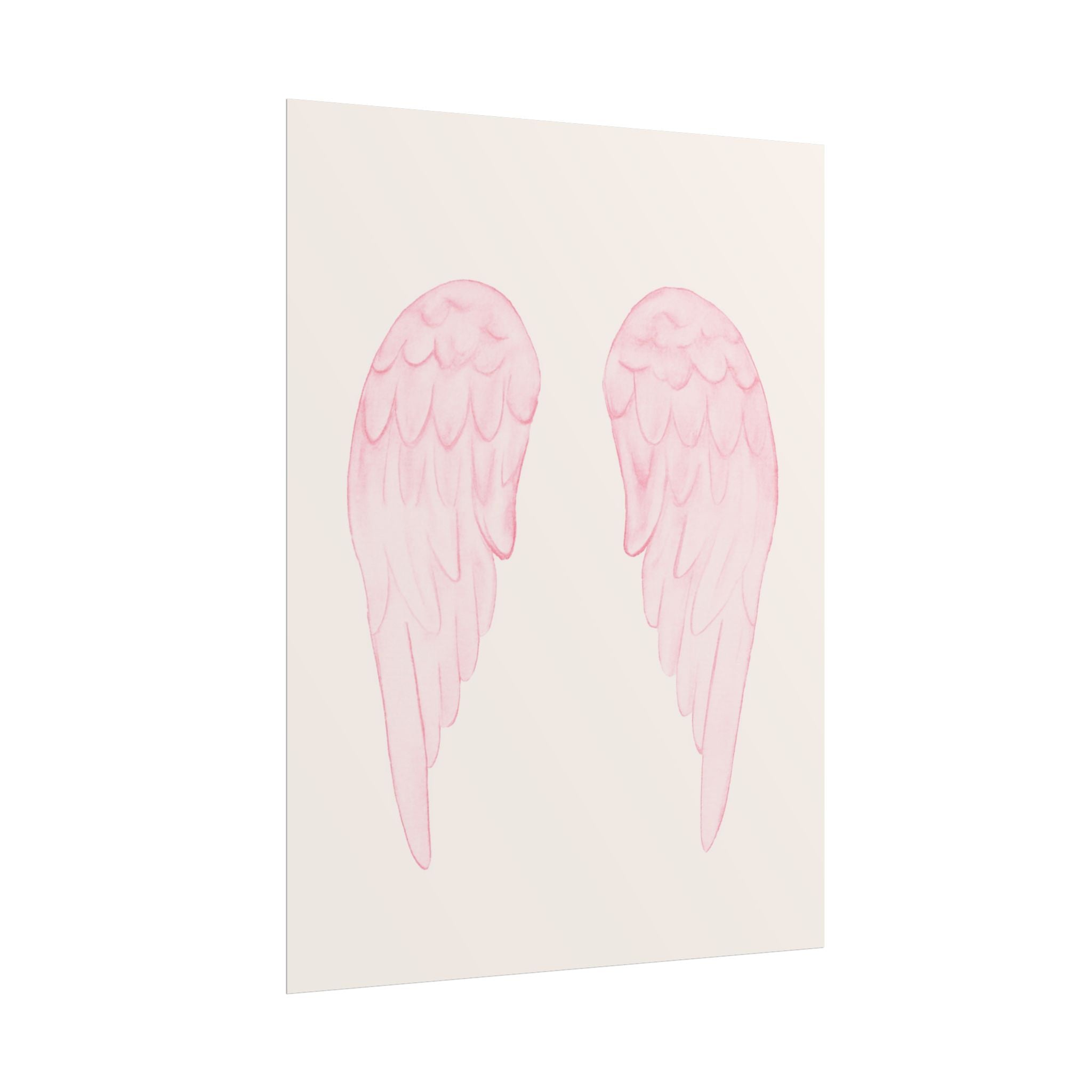 Pink Angel Wings Poster — Watercolor Nursery Wall Art ( 18 x 24 in )
