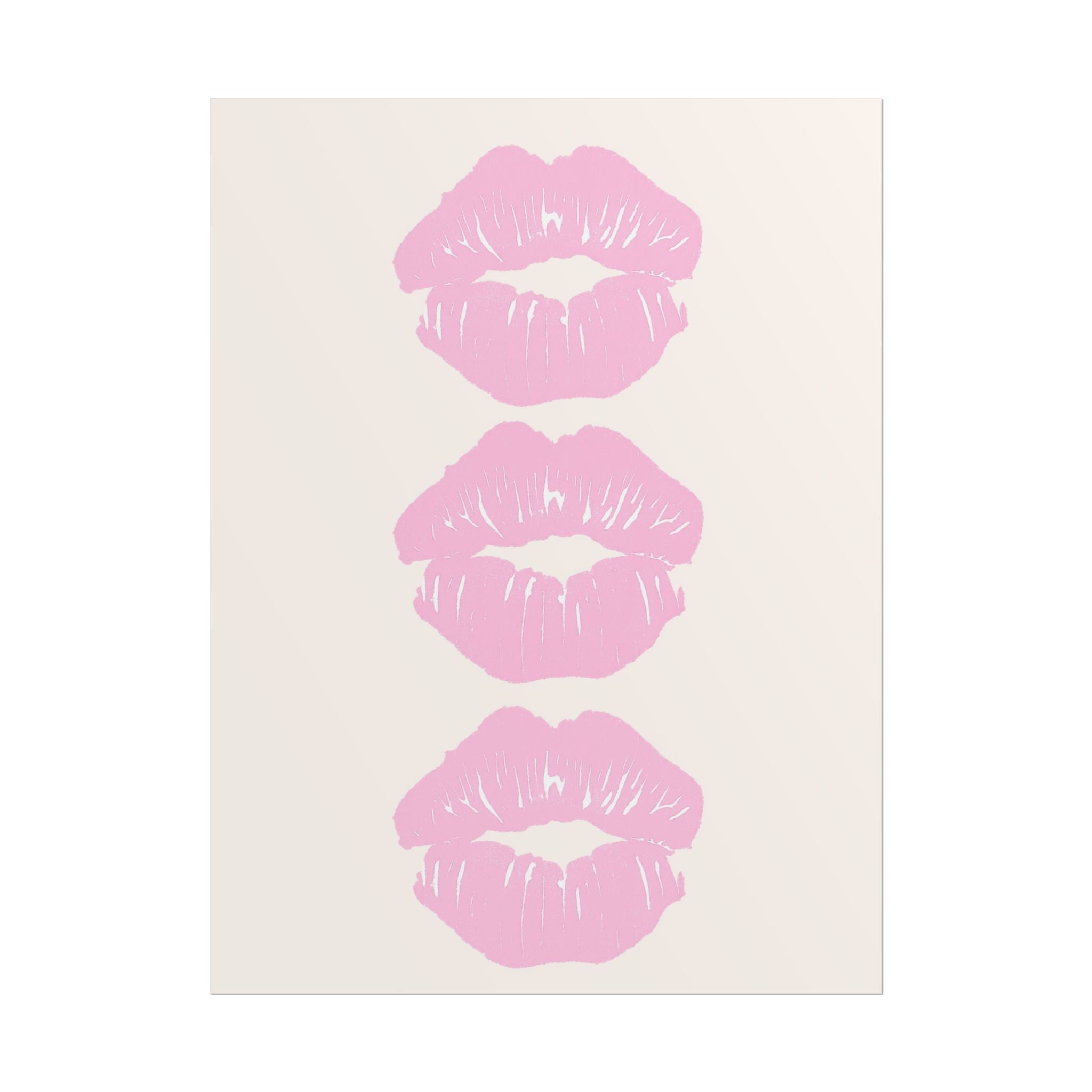 Pink Kiss Art Poster — Trio Lip Print Rolled Poster ( 18 x 24 in )